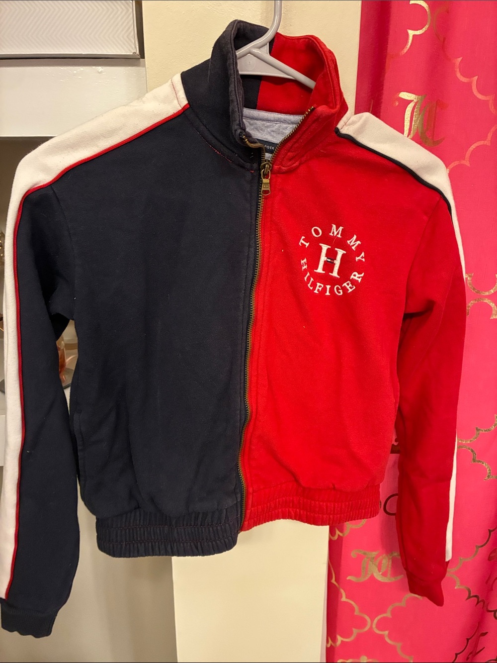 Tommy Hilfiger Kids Red, Navy & White Colorblock Zip Jacket